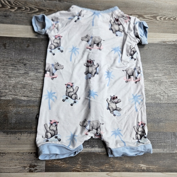 The Sleepy Sloth Zip Jammies Hippo Pattern 3-6 Months - Picture 4 of 4